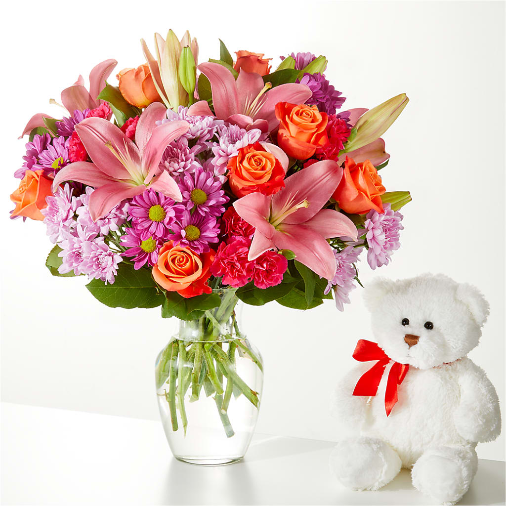 One and Only Bouquet and Bear Bundle – Flowers By Lorena, Chino CA