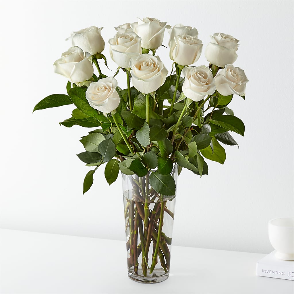 Long Stem White Rose Bouquet – Flowers By Lorena, Chino CA