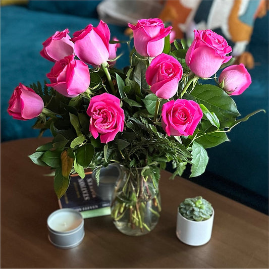 Long Stem Pink Rose Bouquet – Flowers By Lorena, Chino CA