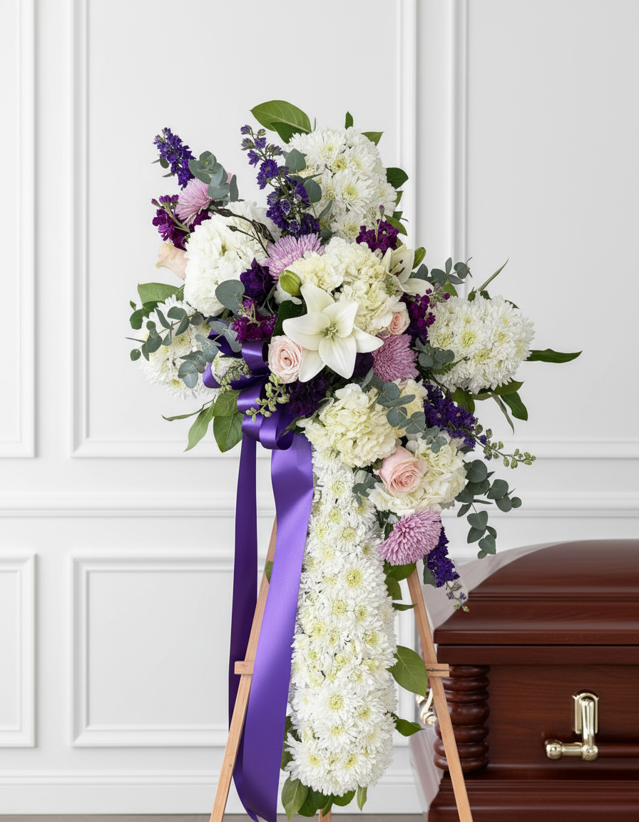 Amethyst Faith Cross – Flowers By Lorena, Chino CA