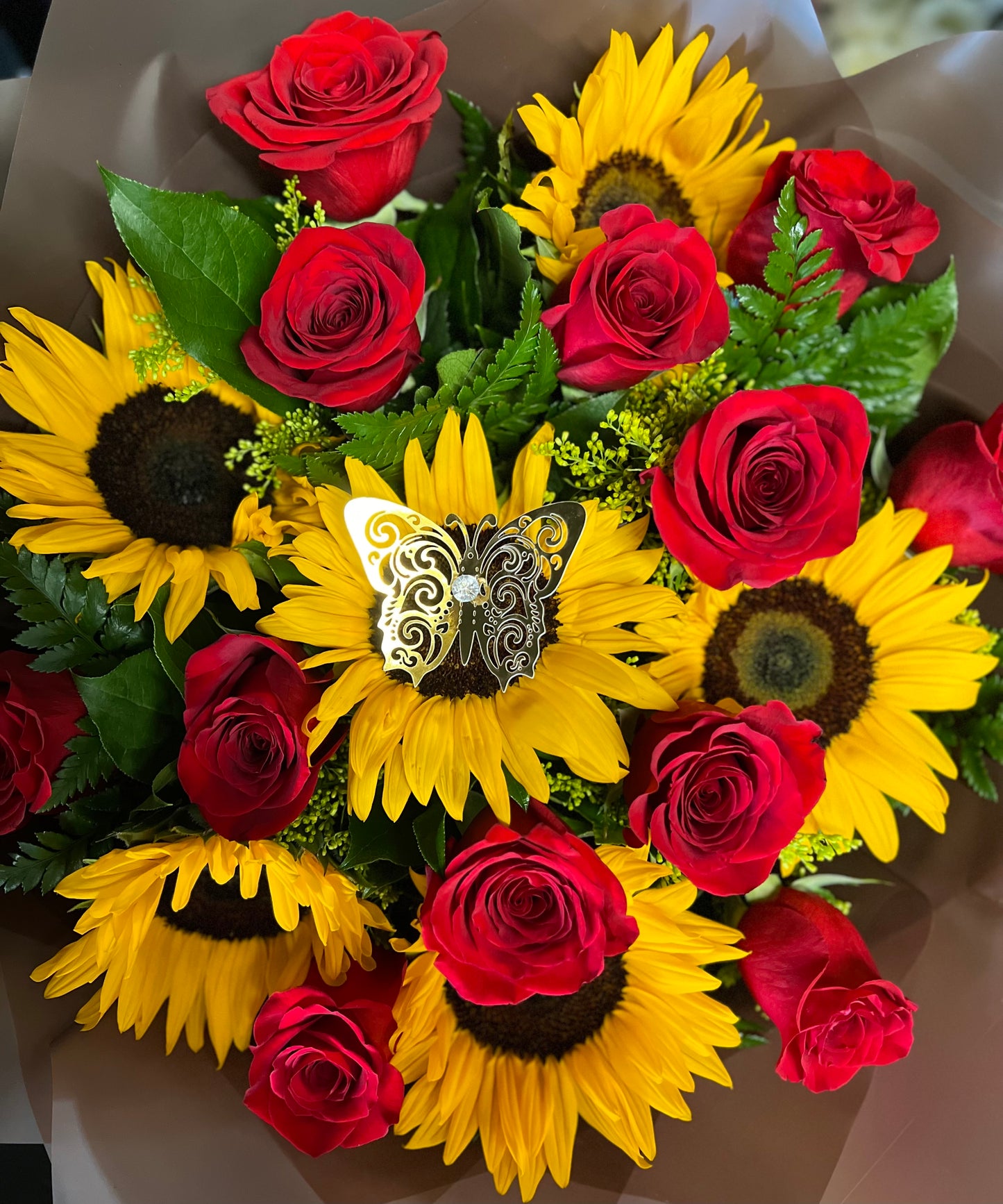 Roses and Sunflowers wrapped