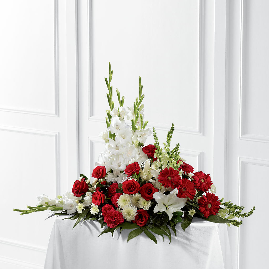 Crimson & White Arrangement – Flowers By Lorena, Chino CA