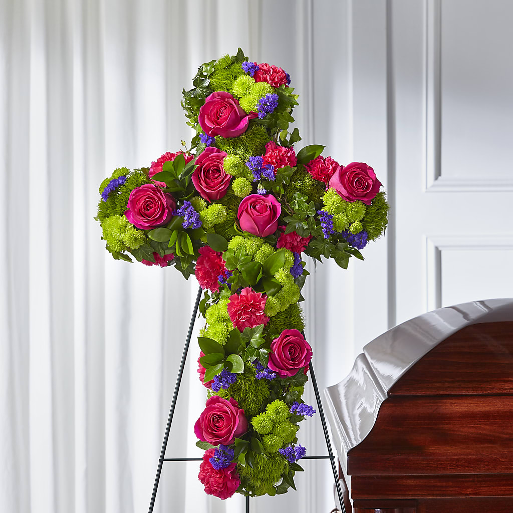Tribute Rose Floral Cross – Flowers By Lorena, Chino CA