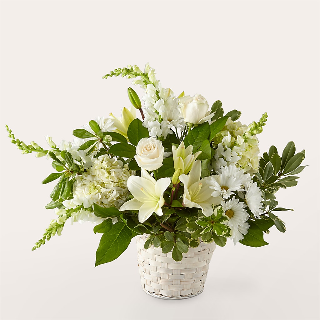 Ivory Elegance Floral Basket – Flowers By Lorena, Chino CA
