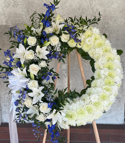 Blue and White Wreath (XL) –  Flowers By Lorena, Chino CA