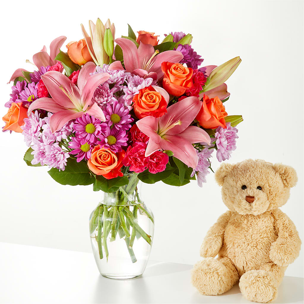 One and Only Bouquet and Bear Bundle –  Flowers By Lorena, Chino CA