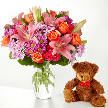 One and Only Bouquet and Bear Bundle –  Flowers By Lorena, Chino CA
