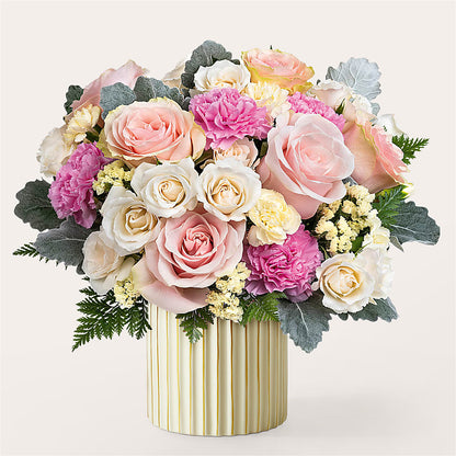 Blissful Moments Bouquet with Ivory Vase –  Flowers By Lorena, Chino CA