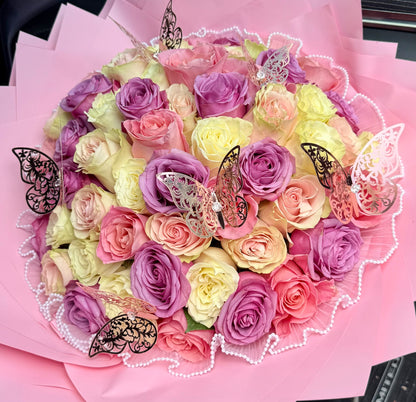 Ramo Buchon 50 Pastel Roses –  Flowers By Lorena, Chino CA