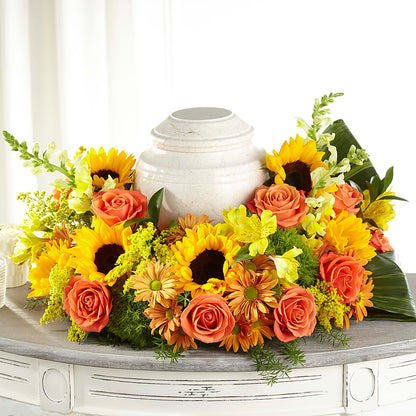 Faithful Sunflower Cremation Adornment –  Flowers By Lorena, Chino CA