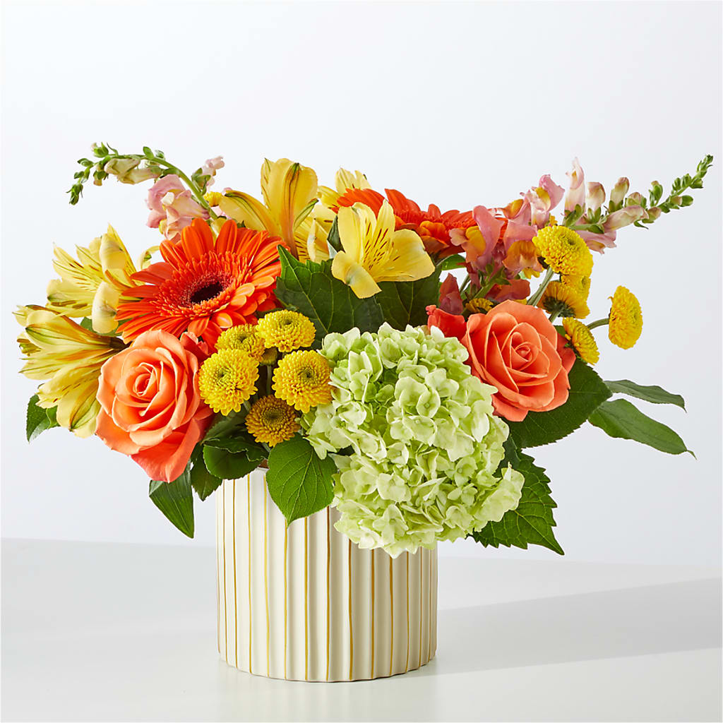 Autumn Sunshine Bouquet with Ivory Vase –  Flowers By Lorena, Chino CA
