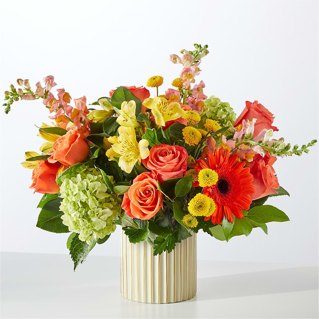 Autumn Sunshine Bouquet with Ivory Vase –  Flowers By Lorena, Chino CA