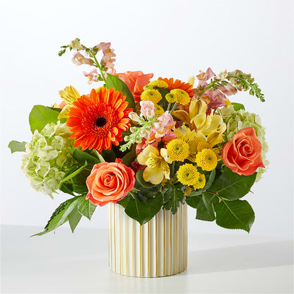 Autumn Sunshine Bouquet with Ivory Vase –  Flowers By Lorena, Chino CA