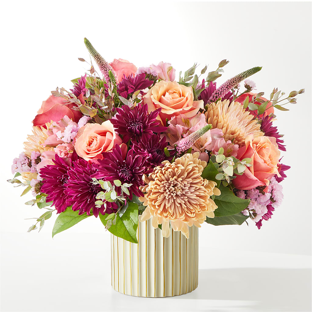 Berry Cobbler Bouquet with Ivory Vase –  Flowers By Lorena, Chino CA