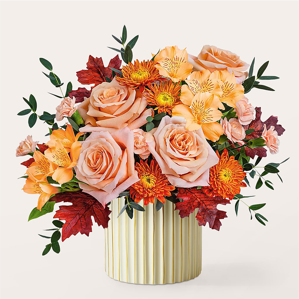 Spiced Latte Bouquet with Ivory Vase –  Flowers By Lorena, Chino CA