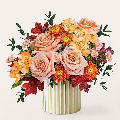 Spiced Latte Bouquet with Ivory Vase –  Flowers By Lorena, Chino CA