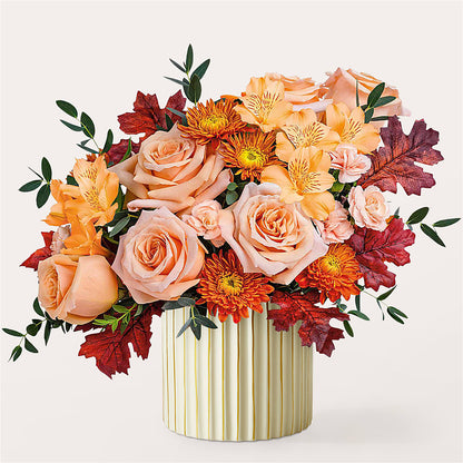 Spiced Latte Bouquet with Ivory Vase –  Flowers By Lorena, Chino CA